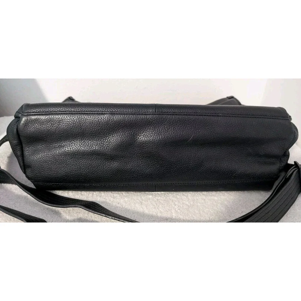 Lloyd Messenger Bag Black Pebbled Leather Turn Locks Briefcase